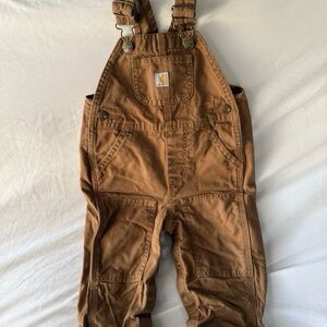 Carhartt Toddler Overalls 12M Months, Brown Tan Canvas Bib, Cotton